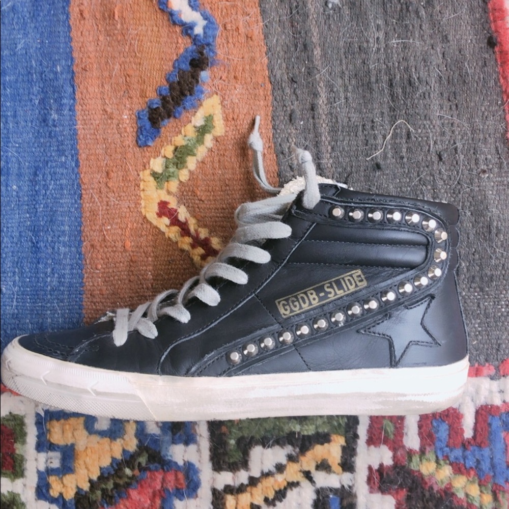 Golden Goose slide black leather